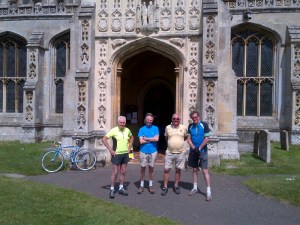 John B, Ken, Maurice and Martin outside Lavenham Church