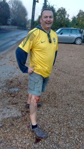 Keith looking battered but happy after his accident