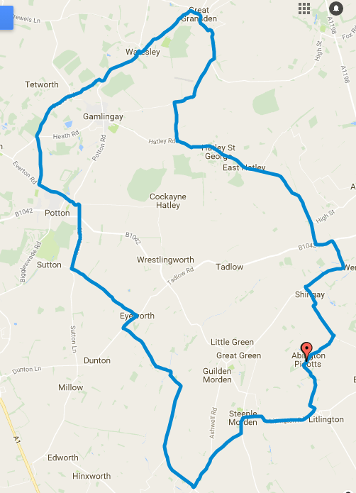 30 miles clockwise from Abington Pigotts