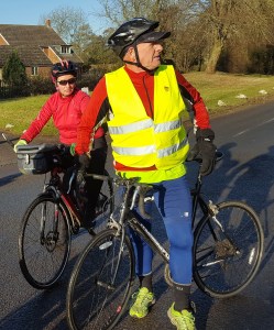 Don demonstrating his side saddle technique to Sandra