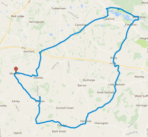 29 miles clockwise from Moulton