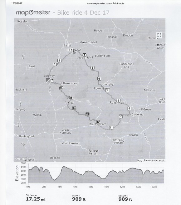 Bike ride 4 Dec 17
