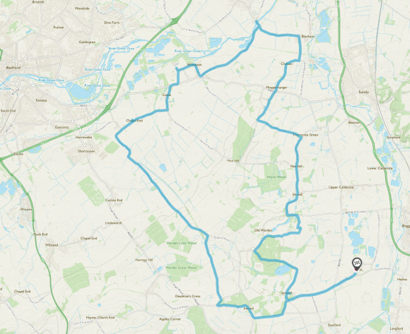 26 miles anticlockwise from Broom