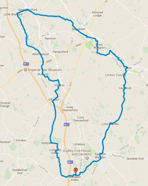 31 miles clockwise from Wendens Ambo