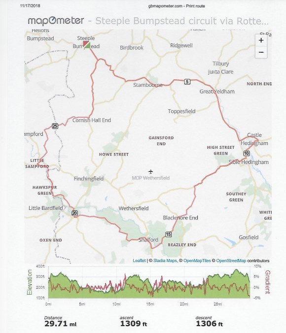 Bike ride Steeple Bumpstead 15 Nov 18