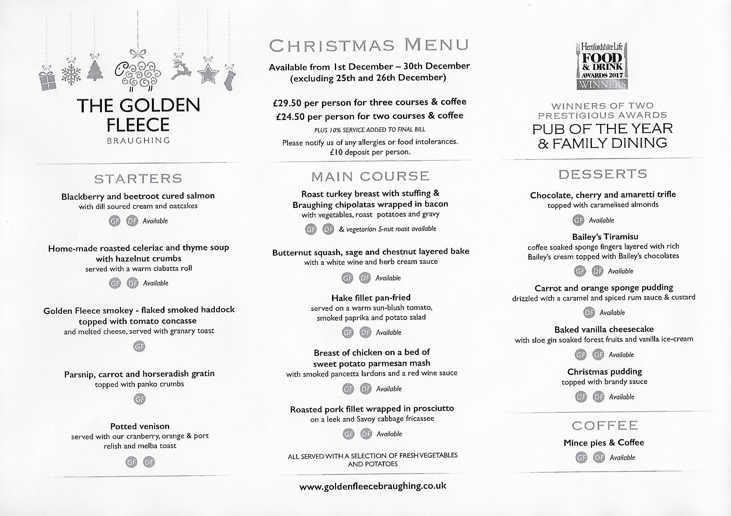 Golden Fleece menu